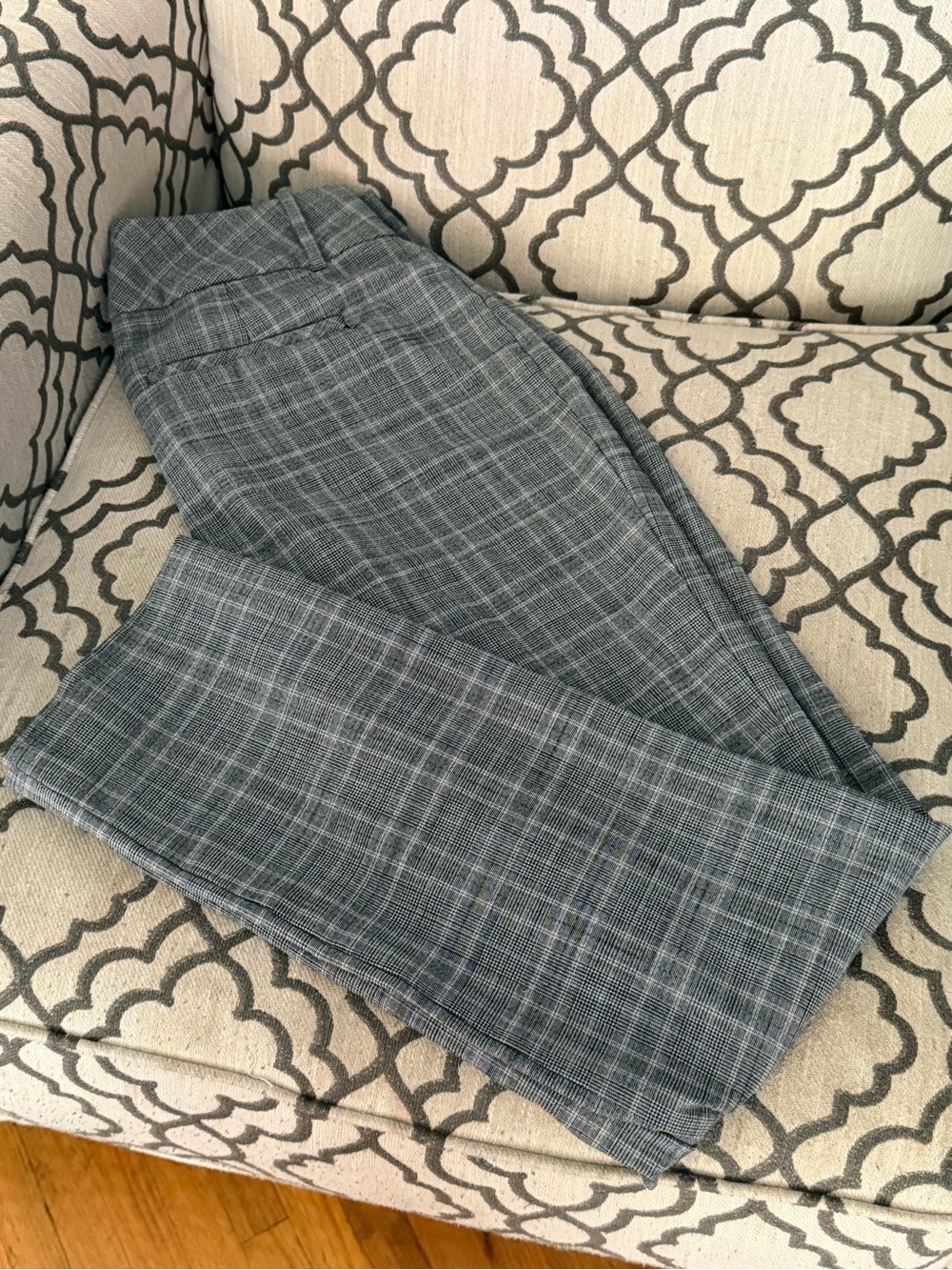 Womens Gray Plaid Dress Pants - Classic Tailored Fit